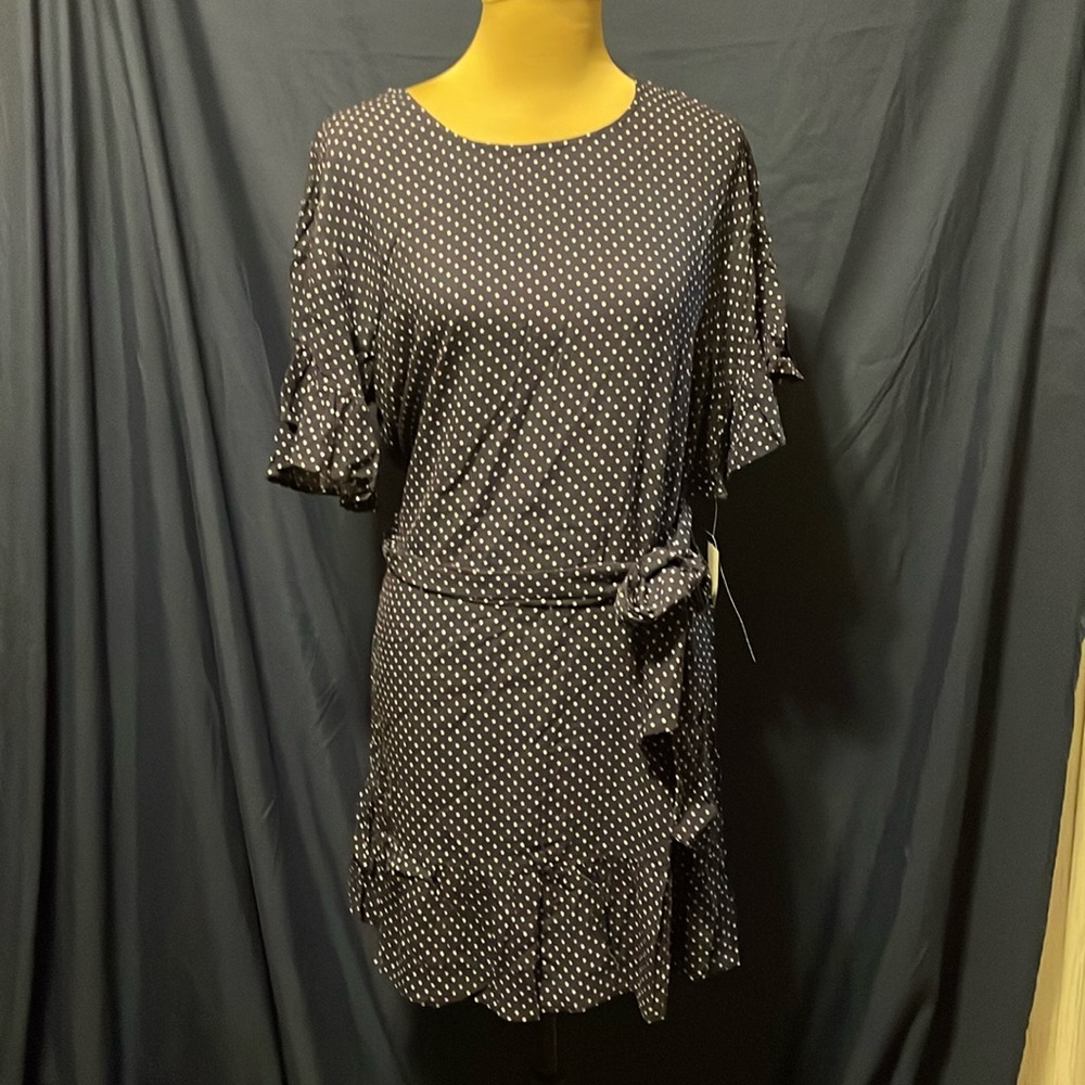 Trixxi Navy with White polkadot Dress size small